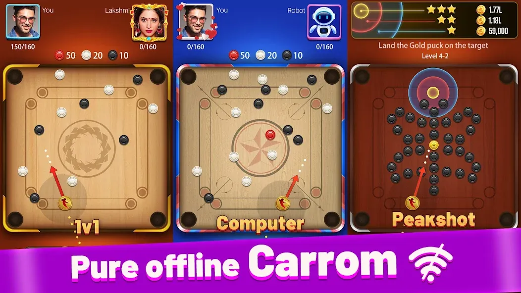 Скачать Carrom Lite-Board Offline Game [Взлом/МОД Меню] на Андроид