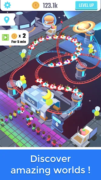 Скачать Idle Roller Coaster [Взлом/МОД Много денег] на Андроид